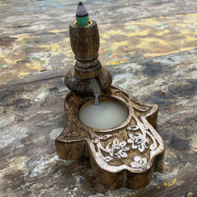 Drewniany kominek backflow - Hamsa | Sklep Kardamon | Aromaterapia | Relax | Medytacja Drewniany kominek backflow - Hamsa | Sklep Kardamon | Aromaterapia | Relax | Medytacja