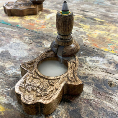 Drewniany kominek backflow - Hamsa | Sklep Kardamon | Aromaterapia | Relax | Medytacja Drewniany kominek backflow - Hamsa | Sklep Kardamon | Aromaterapia | Relax | Medytacja