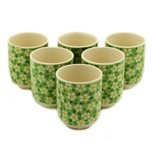 Kubek do herbaty, 6szt, Zielone Stokrotki, 0,19 l