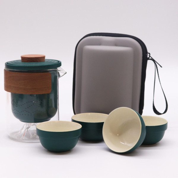 Podróżny zestaw do parzenia herbaty, 3 kubeczki, etui, 0,3 l