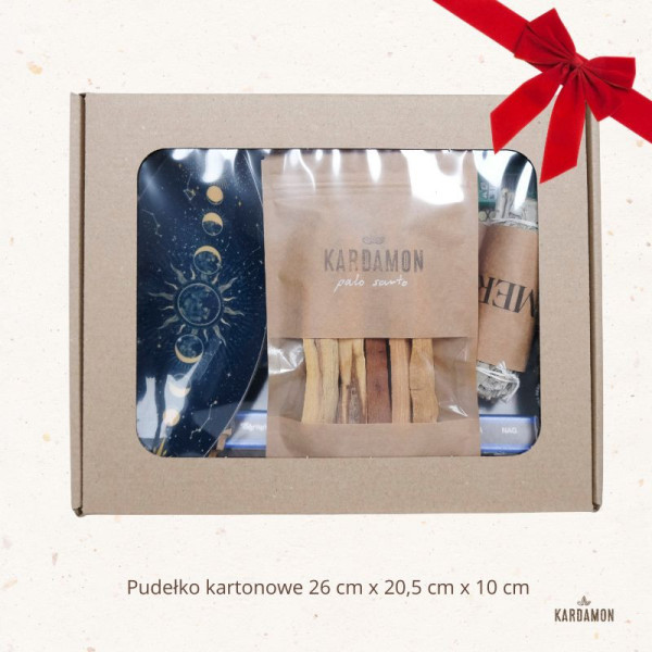 Duży zestaw prezentowy z kadzidełkami, palo santo, białą szałwią i podstawką